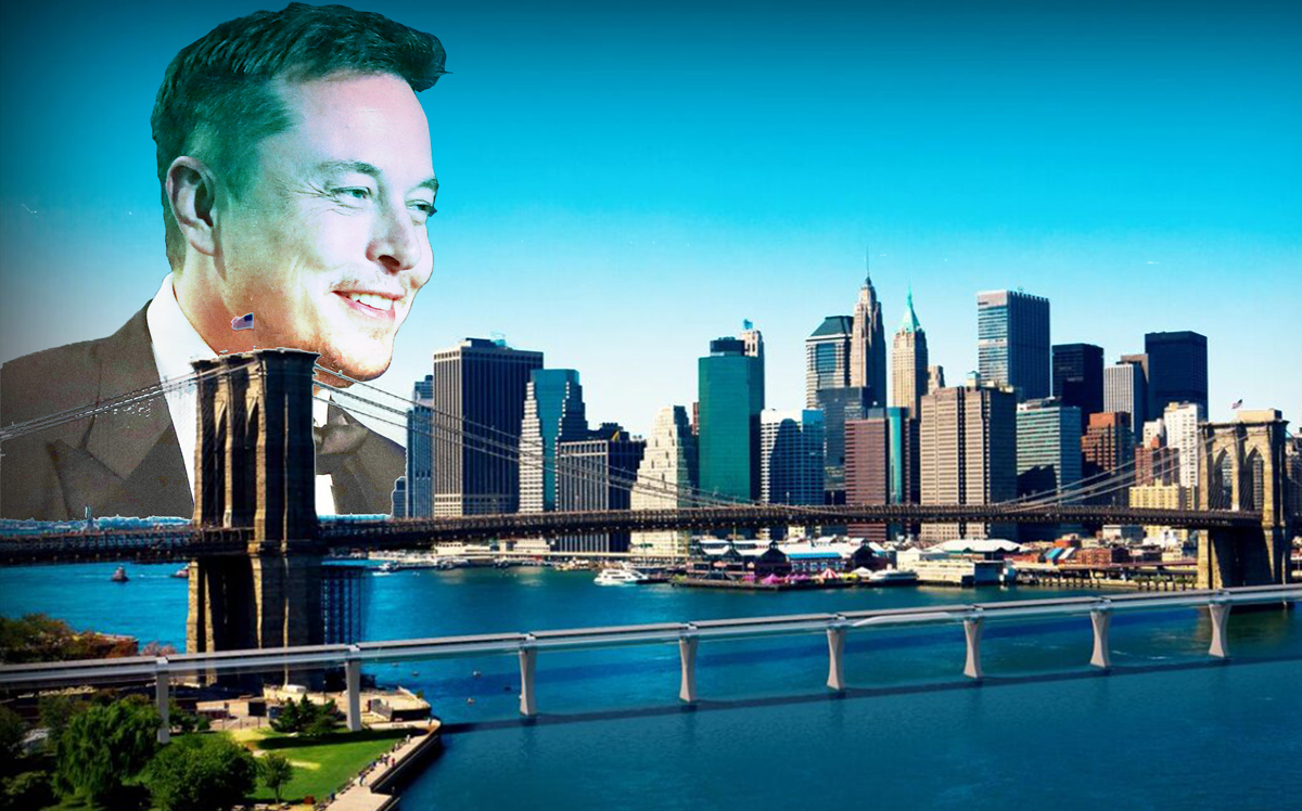 Elon Musk and a rendering of the Hyperloop (Credit: Getty Images and Hyperloop Transportation Technologies)