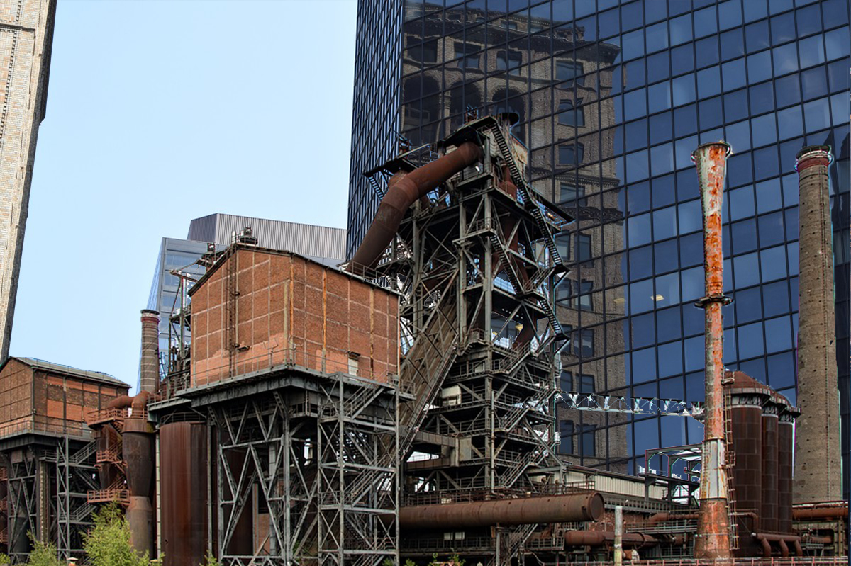 A steel mill and NYC offices