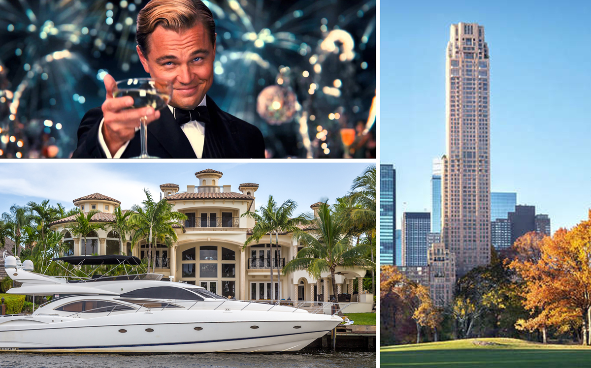 Leonardo DiCaprio in "The Great Gatsby," 220 Central Park South and a Yacht and Mansion in South Florida