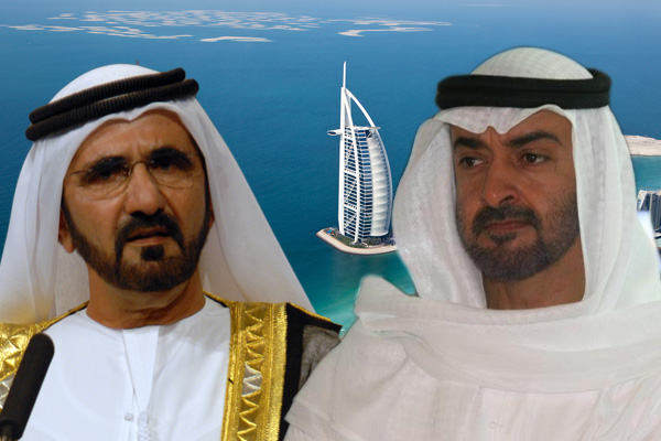 From left: Dubai Ruler and UAE Vice President and Prime Minister Sheikh Mohammed bin Rashid al-Maktoum, Abu Dhabi Crown Prince Sheikh Mohammed bin Zayed al-Nahyan. (Credit from left: World Economic Forum, Imre Solt)