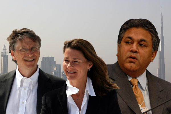 From left: Bill and Melinda Gates, Abraaj Group founder and CEO Arif M. Naqvi. (Credit from left: Kjetil Ree, Max Pixel, World Economic Forum)