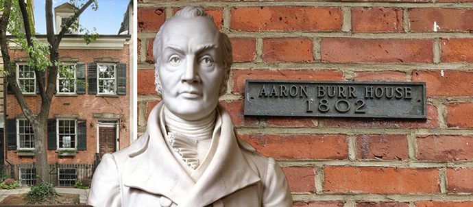 17 Commerce Street and a bust of Aaron Burr