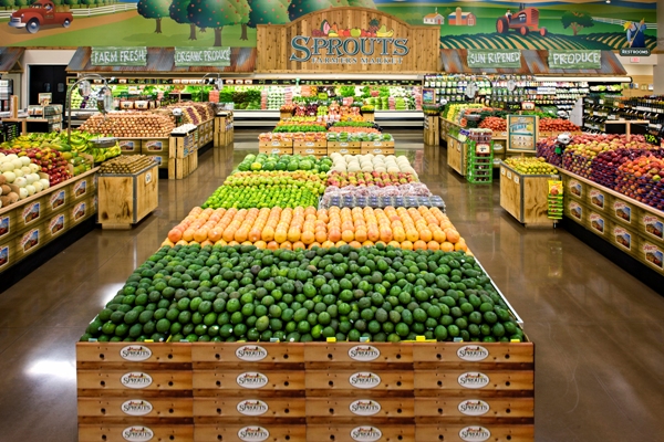 Sprouts Farmers Market locations feature a produce section in the center of the store.