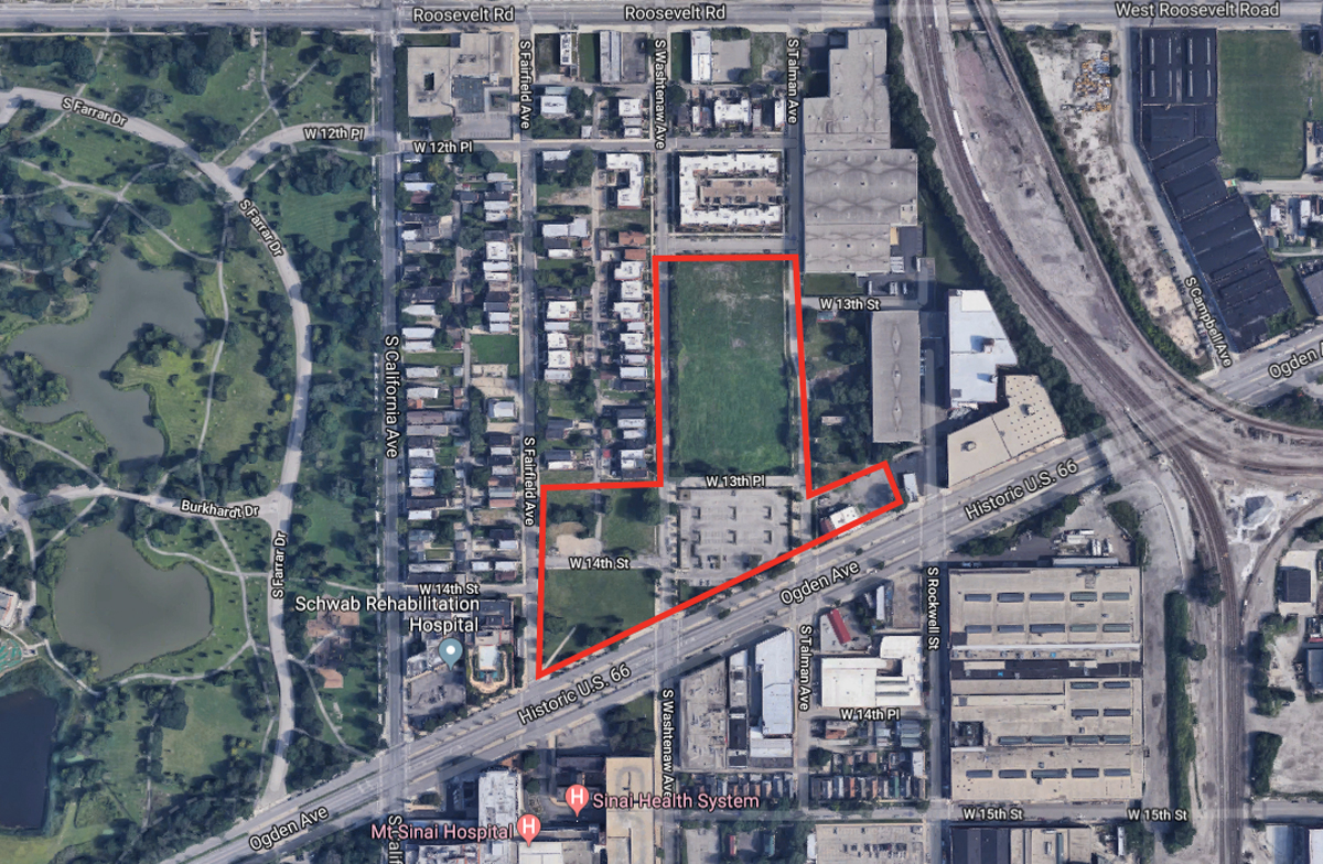 The 8-acre mostly vacant development site (Credit: Google Maps)