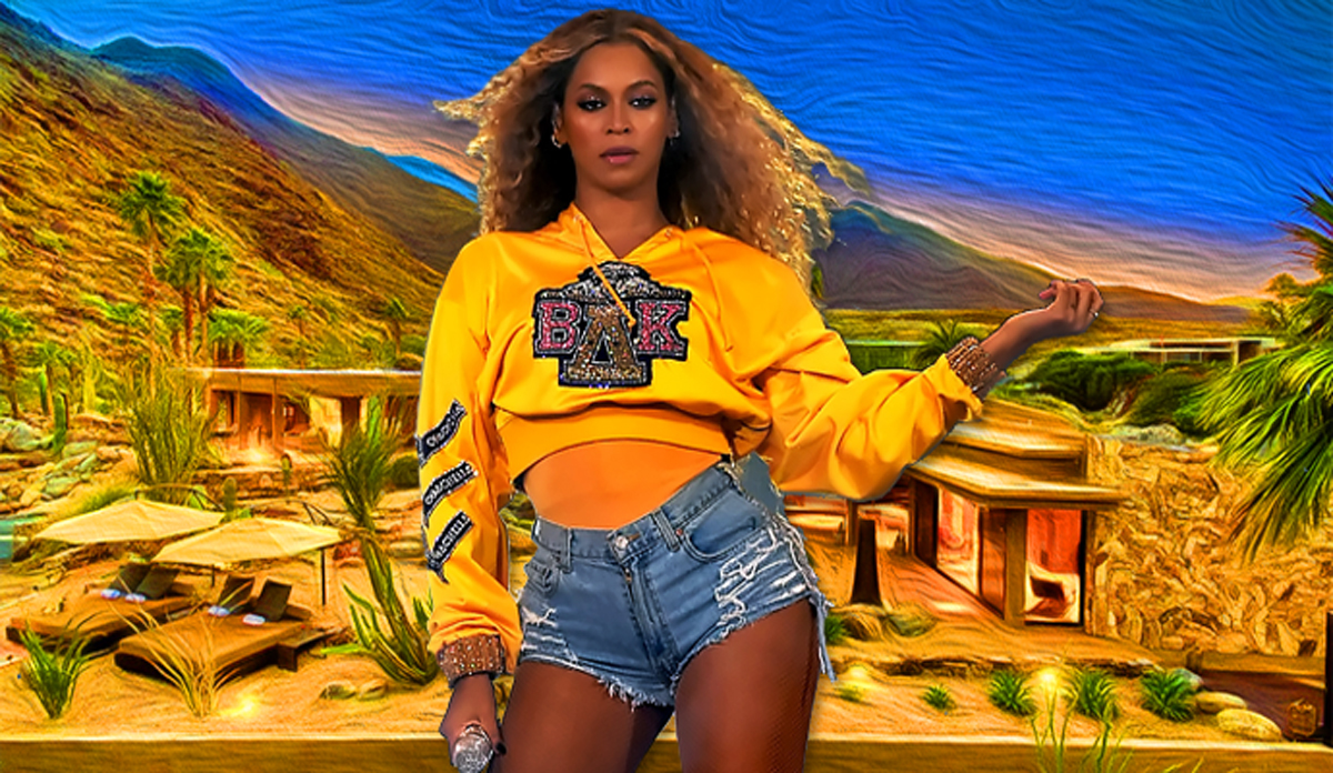 Beyoncé during her 2018 performance at Coachella, and The Cielo Rock Estate (Credit: Getty Images)