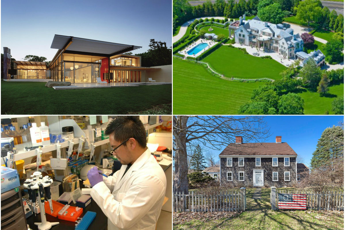 Clockwise from top left: former Tinder party pad lists for $21M, Hamptons home sales enjoy a strong Q1, home from 1775 lists for $11.95M and a medical office building sold for nearly $12M.