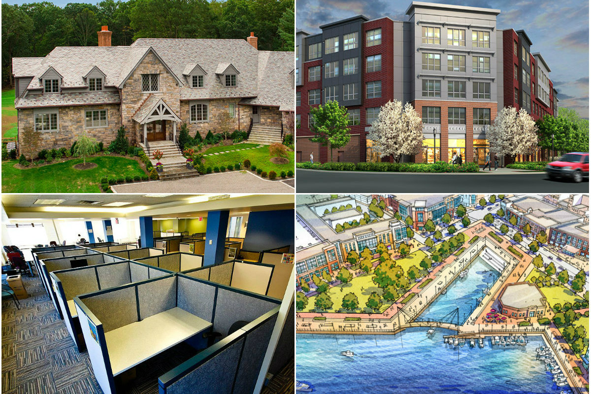 Clockwise from top left: Westchester home sales dipped in Q1, Fairfield gave the go-ahead on a $40M mixed-use development, Port Chester launches 'Planapalooza' and office markets saw a promising Q1 in both counties.