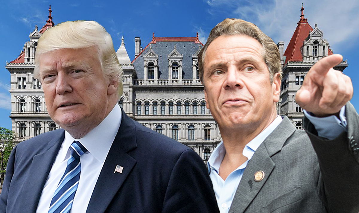 President Donald Trup, Gov. Andrew Cuomo and the New York State Capitol