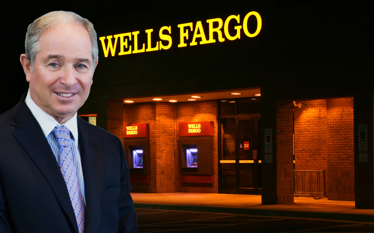 A Wells Fargo bank and Stephen Schwarzman (Credit: Wikipedia Commons)