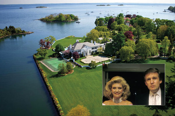 The Greenwich estate Donald and Ivanna Trump (inset) once lived in is back on the market.
