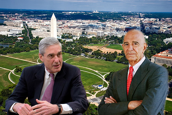 From left: Special counsel Robert Mueller, Colony NorthStar chair Thomas Barrack. (Credit: The White House, Getty Images)