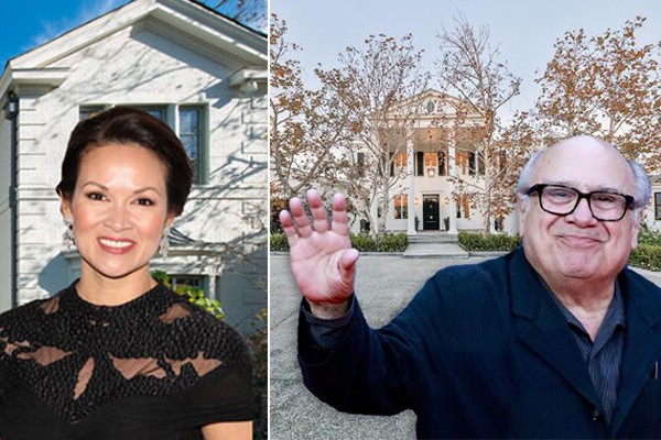 From left: Bui Simon with Pacific Palisades home, and Danny DeVito with home in Beverly Hills (Getty)