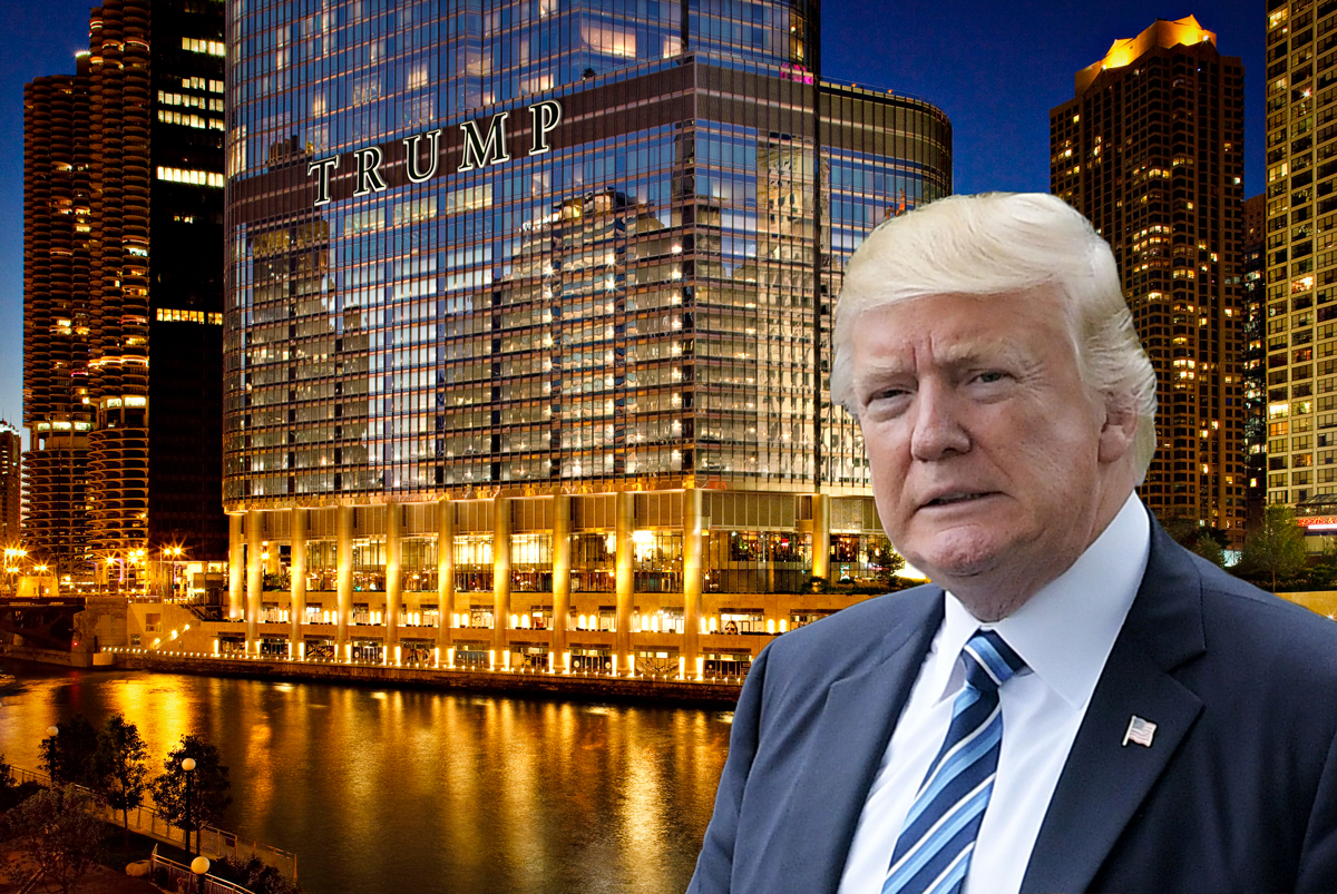 President Donald Trump said he made more than $8 million off his Chicago tower last year (Credit: Getty Images and Trump Hotels)