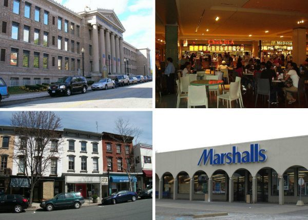 Clockwise from top left: Ex-mobster sues Bridgeport and developer (credit: Jerry Dougherty), Chick-fil-A faces opposition in Stamford, Marshalls and Homesense may open in former Pathmark store, Babe Ruth's best friend's home on the market.