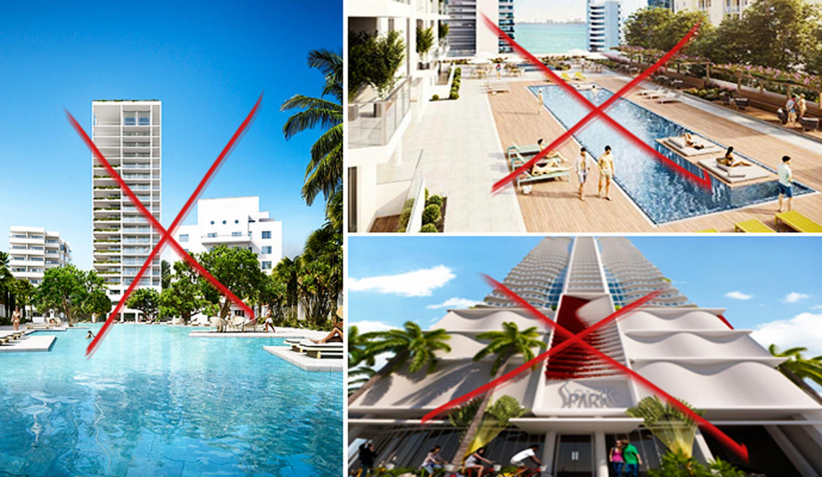 Renderings of Fasano Miami Beach, Naranza at Edgewater and Spark