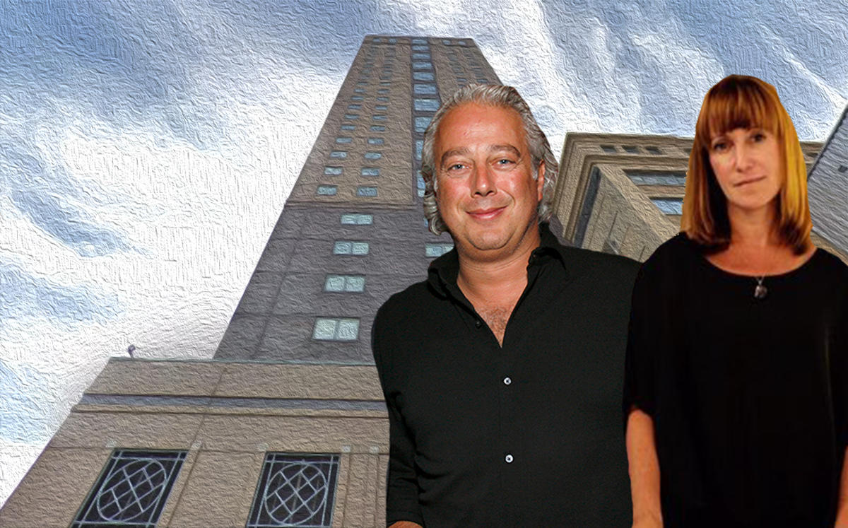 Aby Rosen, Brenda Rosen, and 90 Sands Street (Credit: Getty Images, Twitter, and Google Maps)