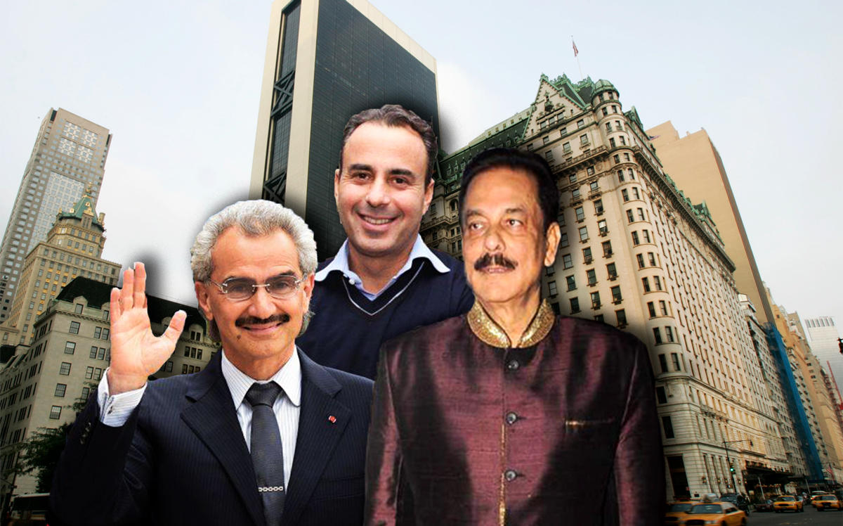 Prince Alwaleed bin Talal, Ben Ashkenazy, Subrata Roy and the Plaza Hotel at 768 5th Ave (Credit: Getty Images and Wikipedia)
