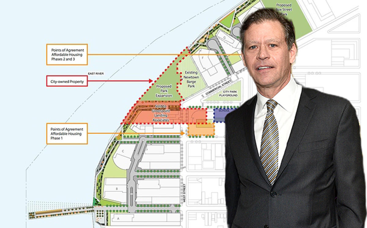 Ric Clark and the Greenpoint Landing Plan (Credit: Getty Images and Greenpoint Waterfront Association for Parks and Planning)