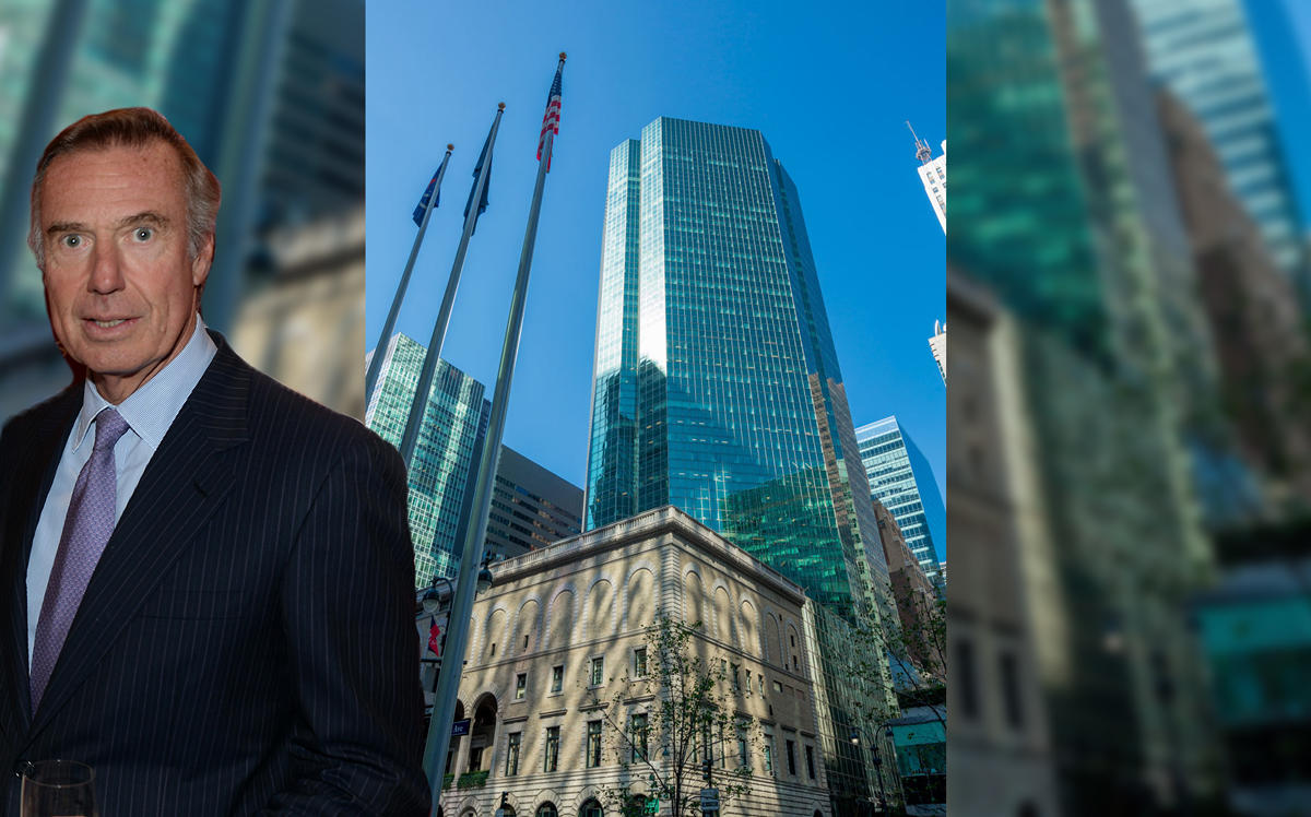 Evercore CEO Ralph Schlosstein and Park Avenue Plaza (Credit: Getty Images and Fisher Brothers)