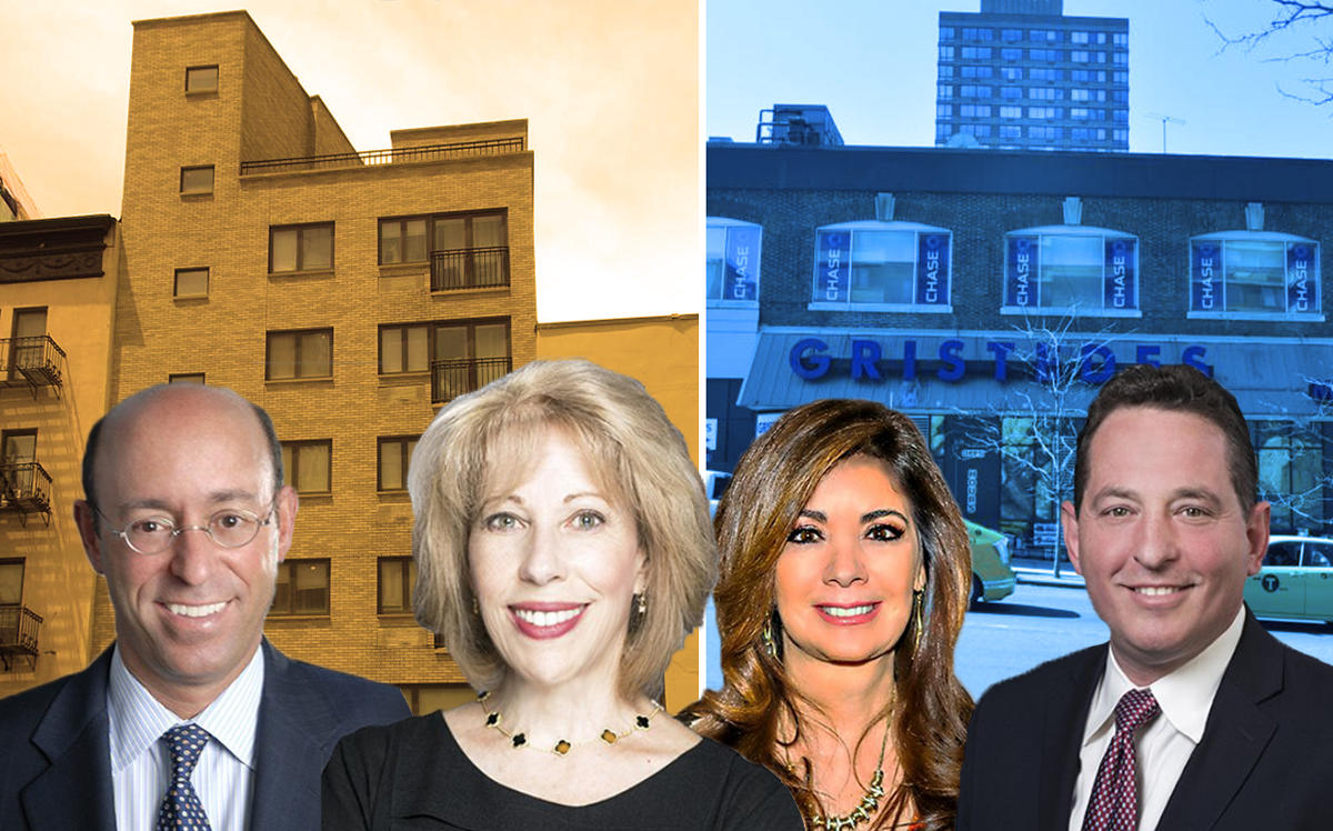 From left to right: Eastern Consolidated's Brian Ezratty, Robin Abrams, Adelaide Polsinelli, Adam Hakim, 809 Ninth Avenue, and 262 West 96th Street (Credit: Eastern Consolidated)