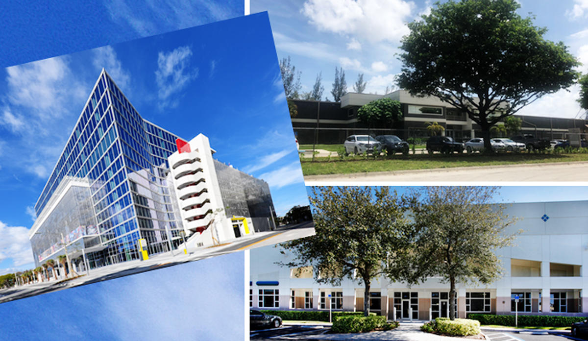 3 MiamiCentral, Gratigny Industrial Park and Weston office building where Postal Center International is moving