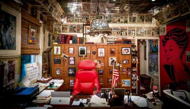 Adams’ office, where the walls are lined with New York Post covers featuring stories that she broke.