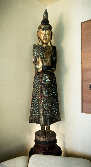 An antique gold wooden Buddha from Burma