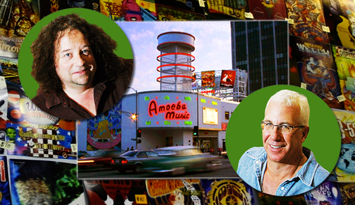 Amoeba co-founders Marc Weinstein &amp; David Prinz and the Sunset Blvd location (Credit: Amoeba)