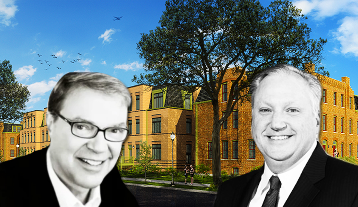 Rendering of the Artspace Lofts with Artspace President Kelley Lindquist and Chicago Neighborhood Initiatives president David Doi