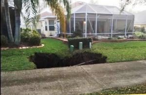 A sinkhole that opened up in February in the Village of Calumet Grove (Credit: Villages-News.com)