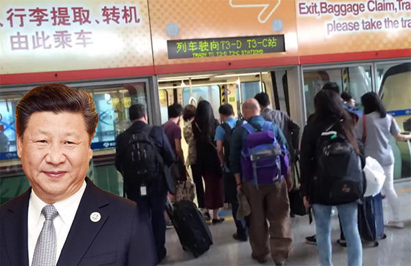 Arrivals at Beijing Capital International Airport and Chinese President Xi Jinping (Credit: Tim.Buktu.Beijing via YouTube)
