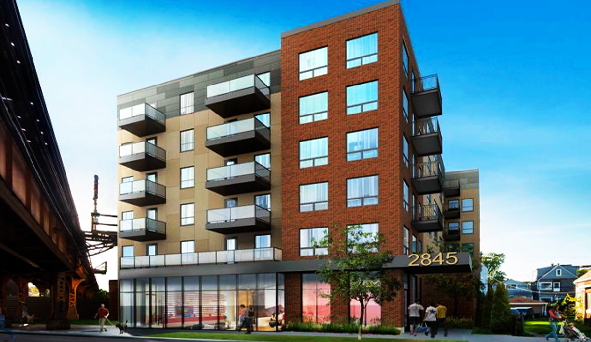 A rendering of Inland National’s 100-unit project at 2845 West Belden