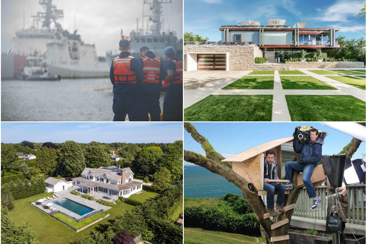 Clockwise from top left: Vacant Coast Guard homes in Westhampton Beach to be auctioned off, Oceanfront Bridgehampton home lists for $42.5M, Water Mill buyers say no one told them "trashy" Bravo show would film next door and NFL player's Southampton home finds buyer after listing for $10.9M.