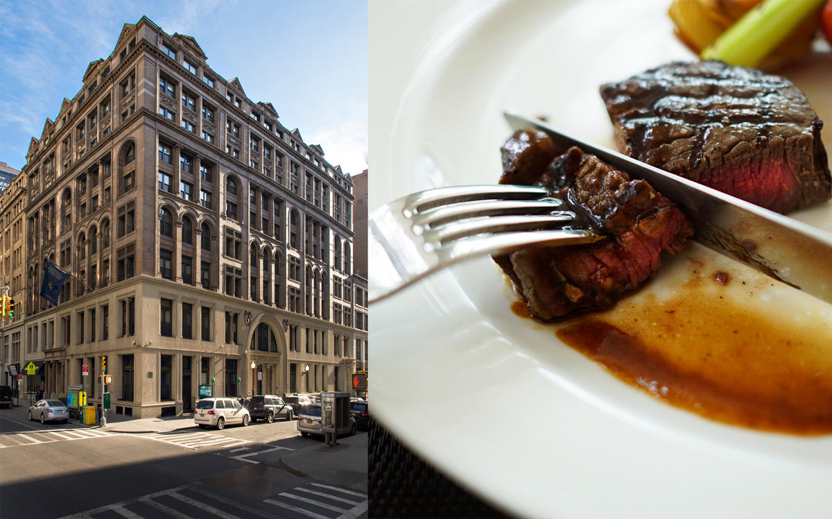 287 Park Avenue South and an image of steak (Credit: 287 Park Avenue South and Pixabay)