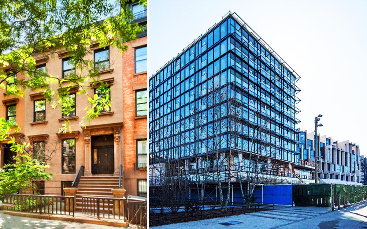 13 Monroe Place and 130 Furman Street in Brooklyn (Credit: Brown Harris Stevens and Tectonic via Curbed NY)