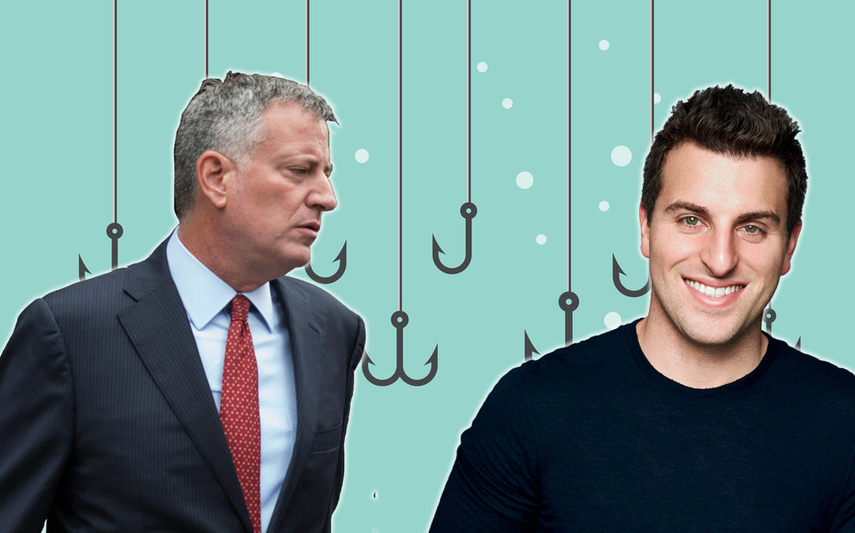 Mayor Bill de Blasio and Airbnb’s Brian Chesky (Credit: Getty and iStock)