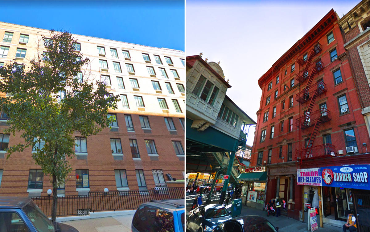 From left: 427 West 52nd Street and 1027-1029 Westchester Avenue in the Bronx (Credit: Google Maps)