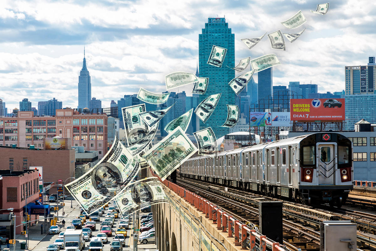 Money flying in Queens (Credit: iStock and Pixabay)