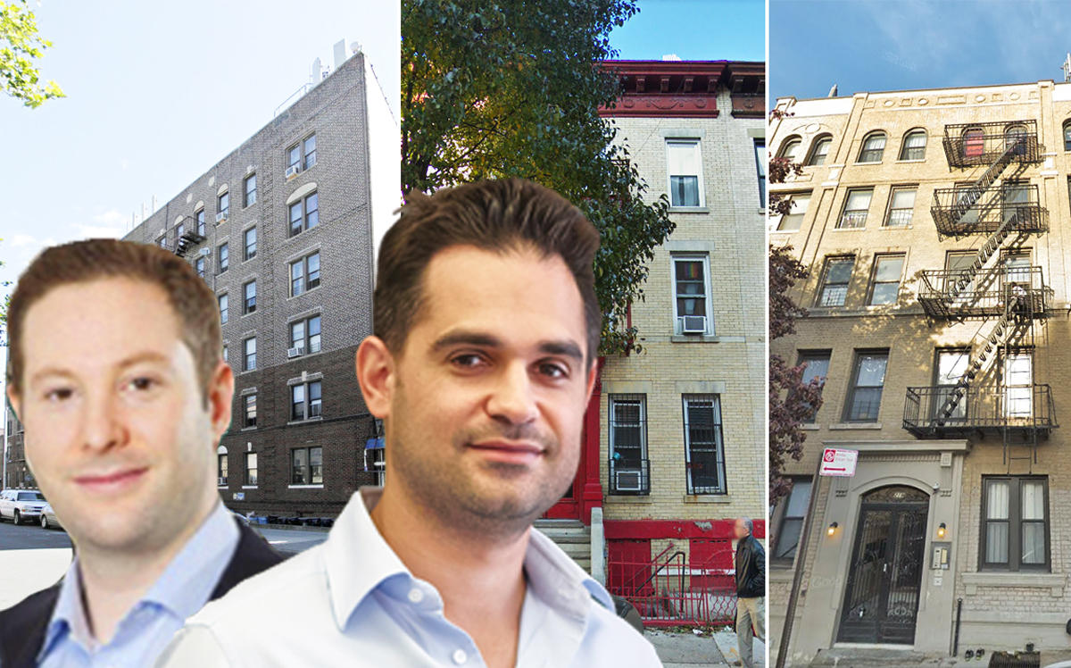 Left to right: David Shorenstein, Jason Silverstein, 283 Albany Avenue, 429 Lincoln Place, and 219 13th Street in Brooklyn (Credit: Apartments and Google Maps)