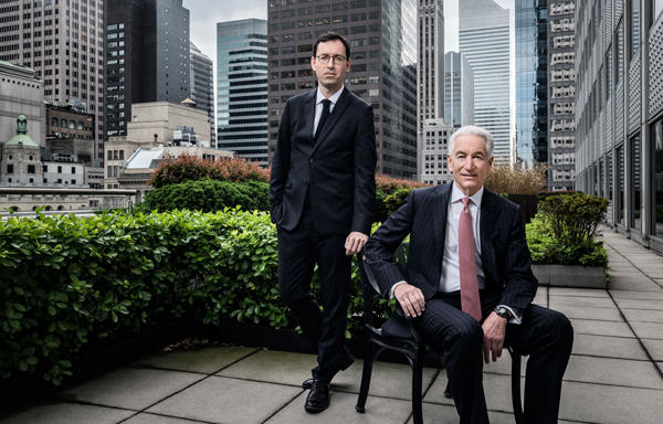 <em>Charlie Kushner (seated) and the firm’s president Laurent Morali (Photo by Sasha Maslov)</em>