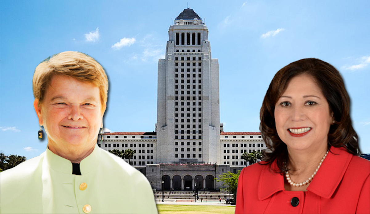 LA County Board of Supervisors Sheila Kuehl, Hilda Solis and Los Angeles City Hall