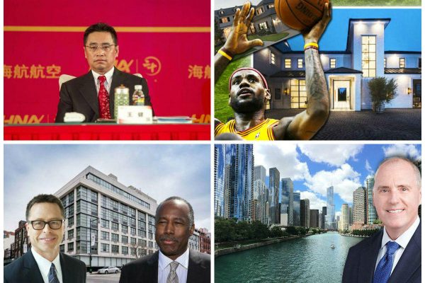 <em>Clockwise from top left: HNA Group co-chairman dies in fall from cliff (credit: Luo Yunfei/China News Service/VCG), LeBron James bought mansions in LA before signing with the Lakers (credit: Keith Allison via Flickr, MLS), Jones Lang LaSalle plans stock offering (credit: LinkedIn and Pixabay), and HUD claims Toll Brothers violated Fair Housing Act (credit: Getty Images).</em>