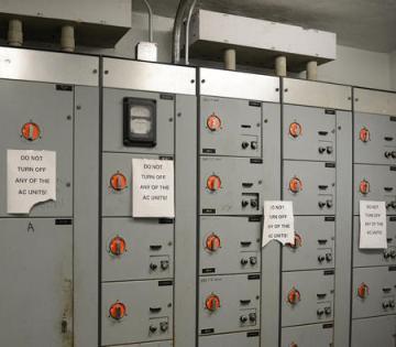 Northeast High electrical panels that were supposed to be replaced (Credit: Jim Rassol | Sun-Sentinel)