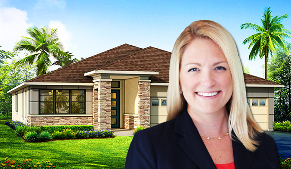 Rendering and Lara Swanson divison president at Mattamy Homes in South Florida