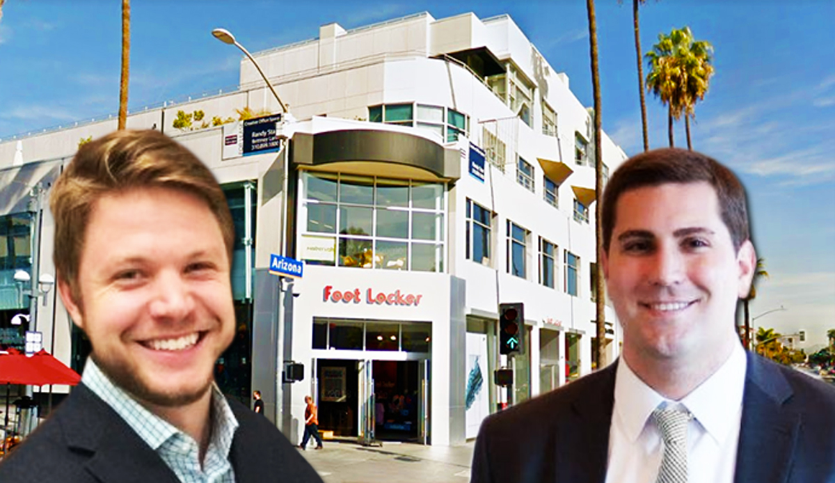TenantBase's co-founders Bennett Washabaugh and Mike Zei, and intersection of Arizona Avenue and Third Street Promenade