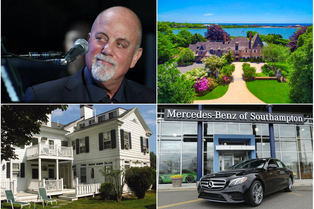 Clockwise from top left: Billy Joel's home reno plans face Sag Harbor skepticism, waterfront Southampton compound hacks pricetag down to $29.9M, Southampton OKs Mercedes-Benz dealer's expansion and Beechwood Organization's condo project gets go ahead from Southampton officials.