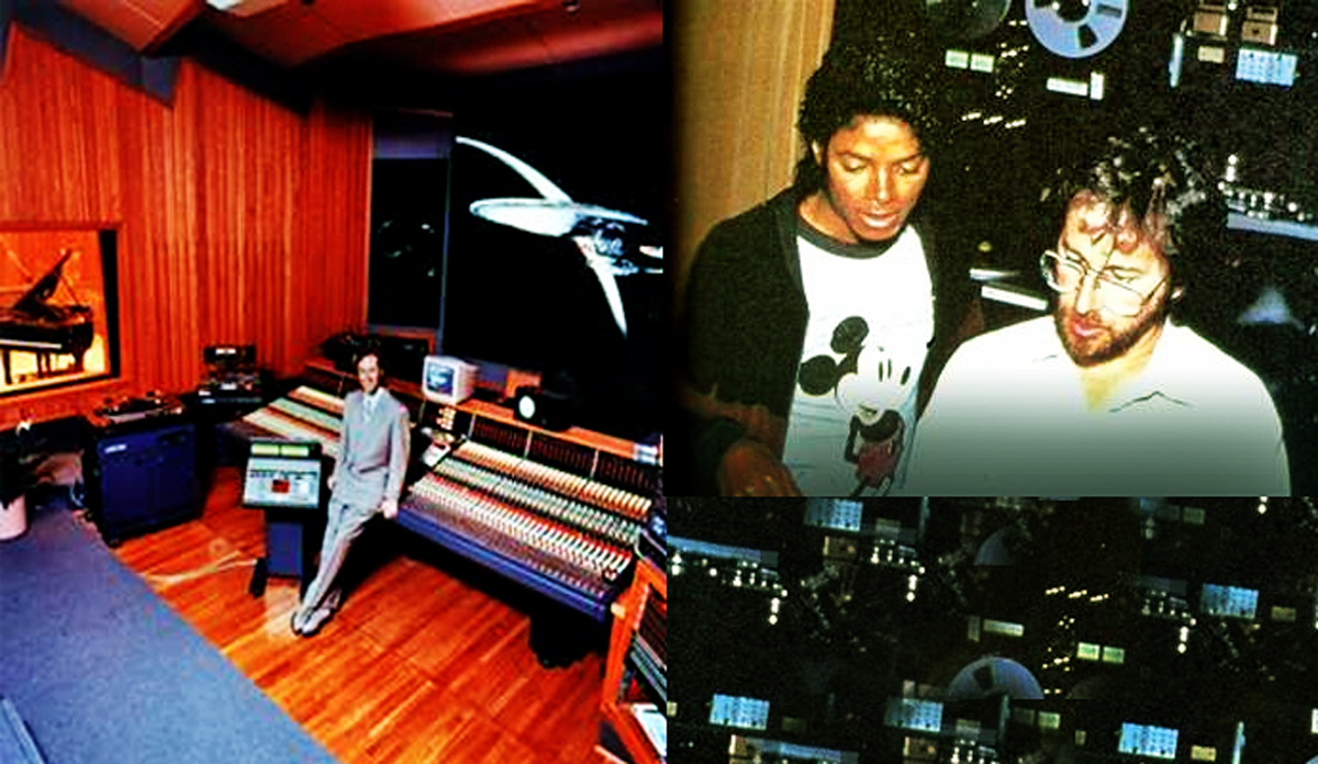 Photos of Michael Jackson recording in the studio
