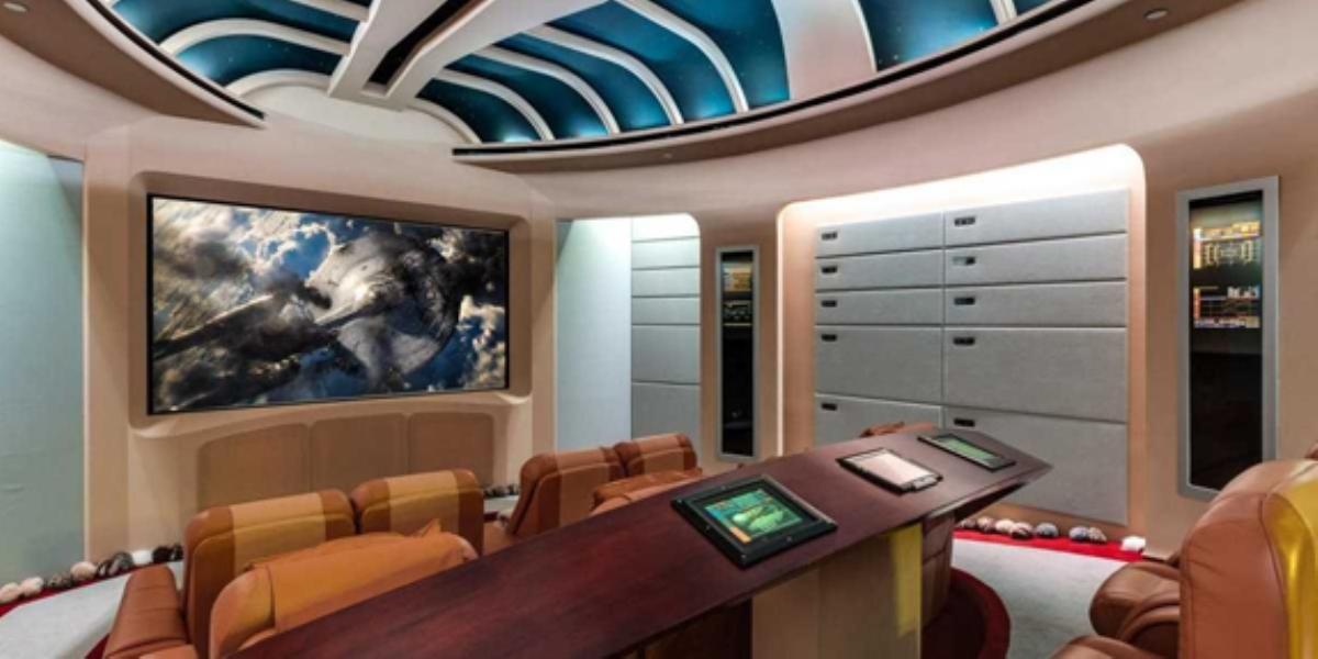 The mansion has a home theater that looks like the bridge of the USS Enterprise, the fictional "Star Trek" spacecraft. (Credit: Andy Frame)