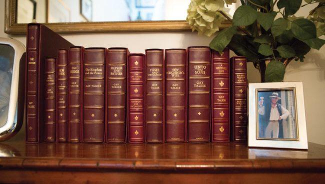 Leather-bound editions of Talese’s books.