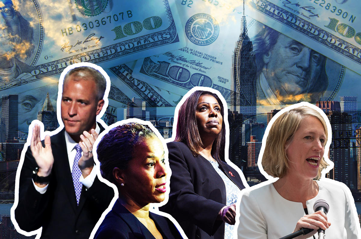 From left: Sean Patrick Maloney, Leecia Eve, Letitia James, and Zephyr Teachout (Credit: Getty Images and Pixabay)